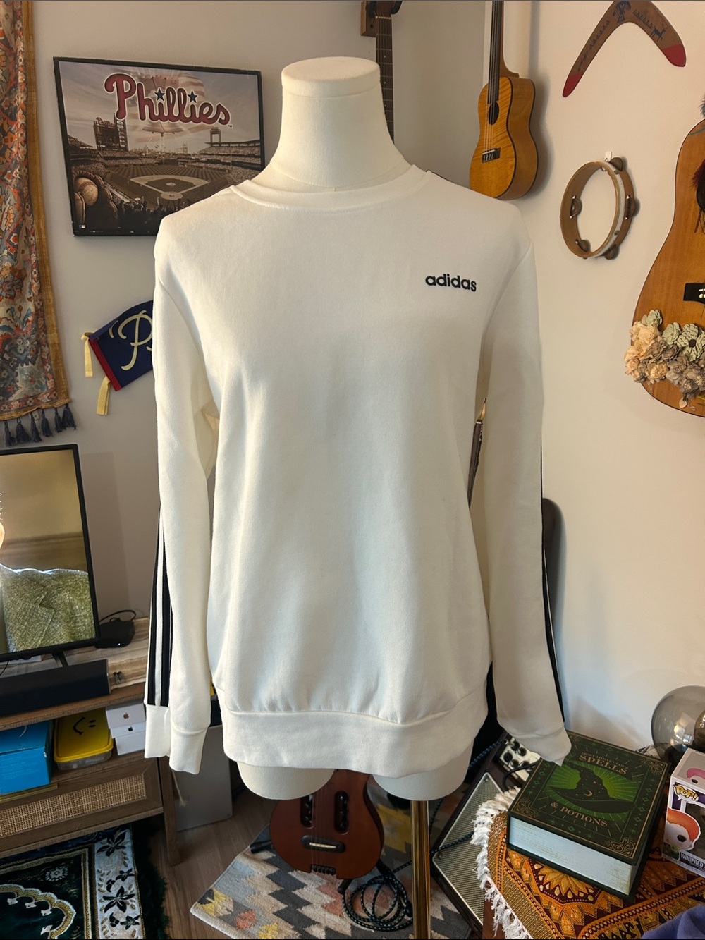 NWT adidas Crewneck Sweatshirt with Black Stripe Detail